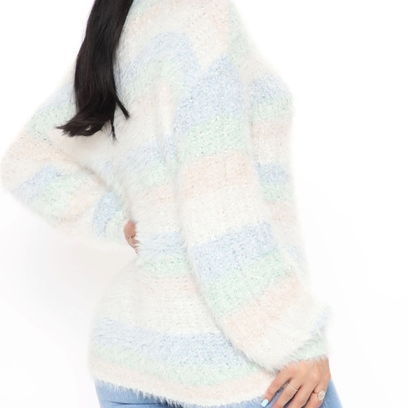 Fashion Nova- Give Me Love Striped Sweater- Blue/Combo - Picture 3 of 5